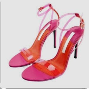 Zara Elegant Pink and Orange Women's Strap Heels Sz 39eu 8.5/9 US New